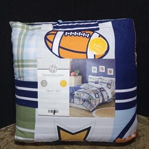 Huntington Home Blue and Orange Quilt Set